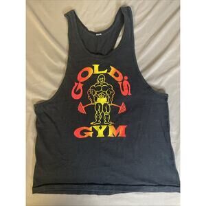Single stitched Vintage 80’s Gold's Gym Muscle Tank Top Small Black Sun Rare